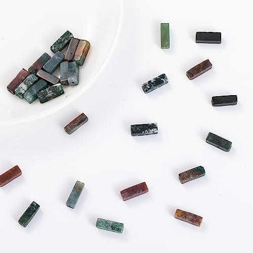Natural Indian Agate Rectangle Tube Beads 4x13mm 38cm (28 Count)