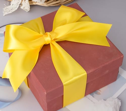 2 Inch Yellow Solid Satin Ribbon for Gift Wrapping