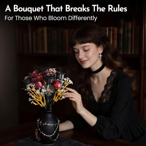 Rose Flower Bouquet Building Set for Adults