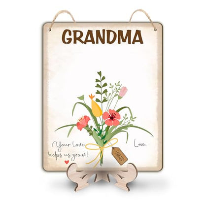 Custom DIY Baby Handprint Flowers Wooden Hanging Sign