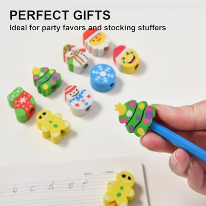 42Pcs Christmas Pencil Top Erasers for Kids Bulk (42 Count)