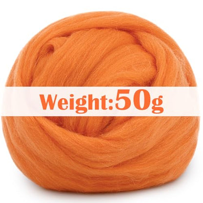 1.76oz Orange Natural Wool Roving