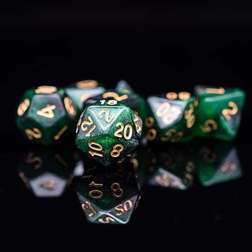 7 Die DND Dice Set Polyhedral Dice Set with a Leather Dice Bag (7 Count)