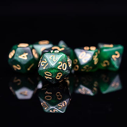 7 Die DND Dice Set Polyhedral Dice Set with a Leather Dice Bag (7 Count)
