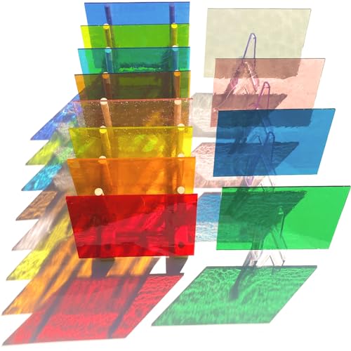 12 Sheets Transparent Stained Glass Sheet Rainbow Colors