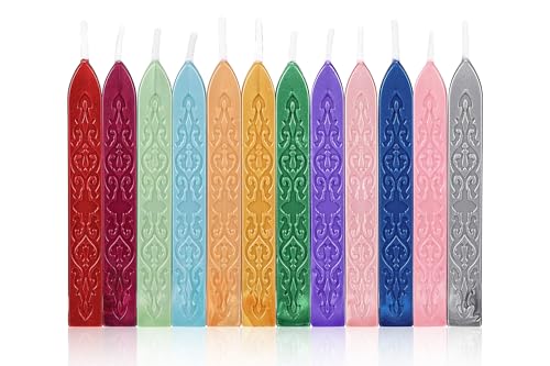 12Pcs Sealing Wax Sticks with Wicks for Wax Seal Stamp (12 Count)