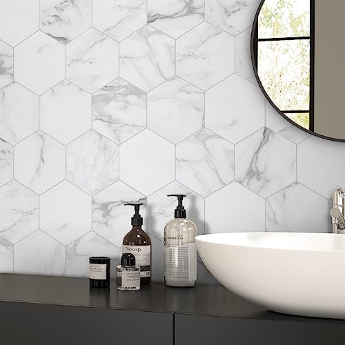 45 Sheet Hexagon Peel and Stick Backsplash (10 Sq Ft)
