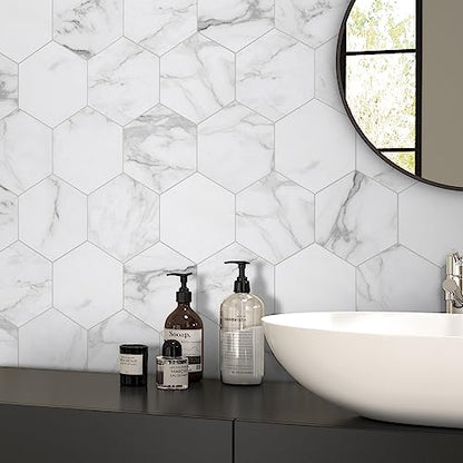45 Sheet Hexagon Peel and Stick Backsplash (10 Sq Ft)