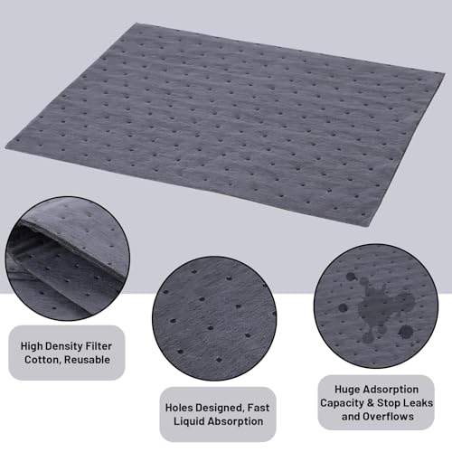 100 Pcs Oil Absorbent Pads 13"x10" Heavy Duty Oil Spill Mat (100 Count)