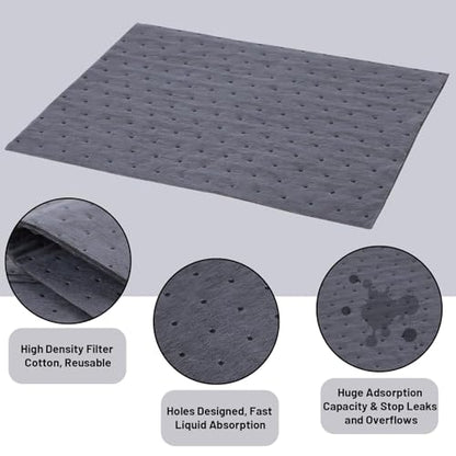 100 Pcs Oil Absorbent Pads 13"x10" Heavy Duty Oil Spill Mat (100 Count)