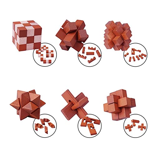 6pcs Wooden Brain Teaser Puzzles (6 Count)