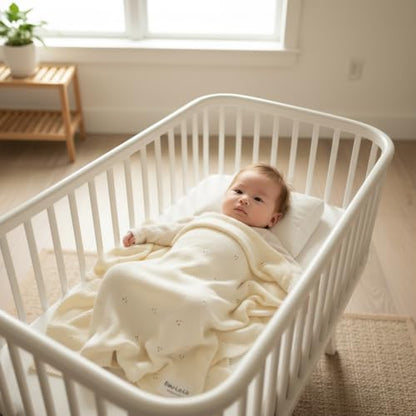 100% Luxury Organic Cotton Pointelle Knit Baby Blanket