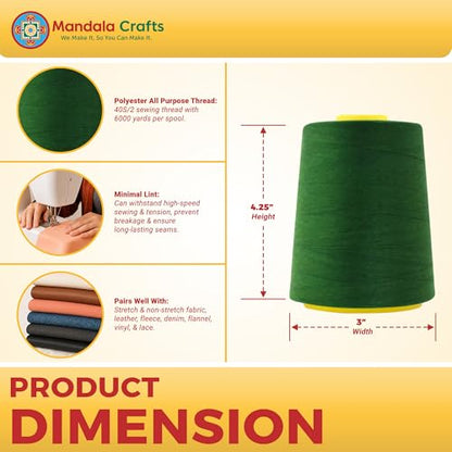40S 2 Hunter Green Polyester 4 Pack of Serger Threads Cones