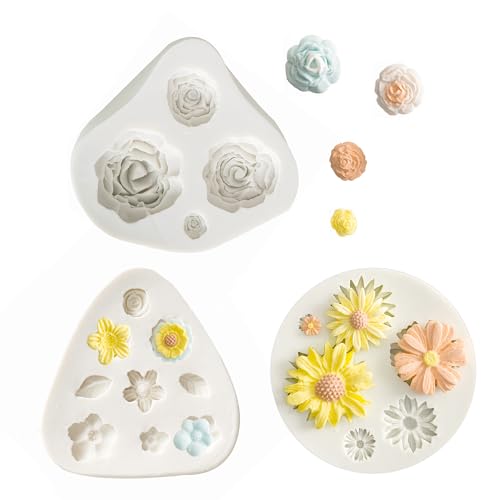 3Pcs Flower Fondant Cake Mold Daisy