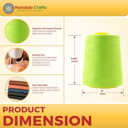 20S 2 Lime Green Polyester 4 Pack of Serger Threads Cones (4 Count)