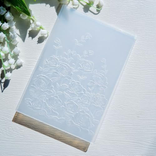 3D Texured Spring Flower Rose Bloom Plastic Embossing Folders for Card Making Scrapbooking and Other Paper Crafts