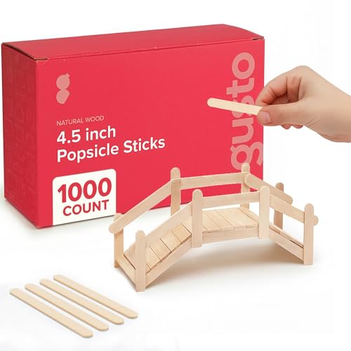4.5 Inch Wooden Craft Popsicle Sticks [1000 Count]