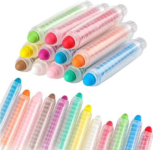 12 Pcs Dustless Chalk Colored twistable Chalk (12 Count)
