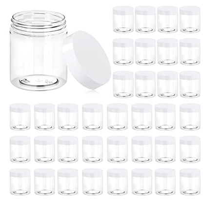 36 Pack 8 OZ Plastic Jars Clear Cosmetic Container with Lids (36 Count)