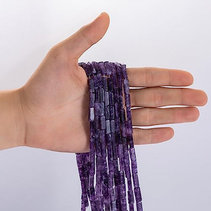 Natural Amethyst Rectangle Tube Beads 4x13mm 38cm (28 Count)