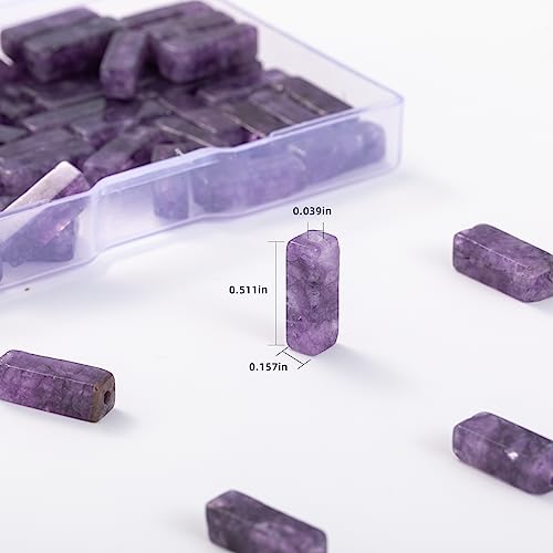 Natural Amethyst Rectangle Tube Beads 4x13mm 38cm (28 Count)