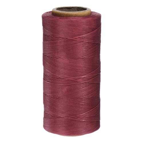 150D 0.8mm Flat Waxed Thread 284 Yards Polyester Leather Sewing Waxed String Hand Stitching Waxed Cord for Leather Stitching Sewing Bookbinding DIY Craft Dark Red