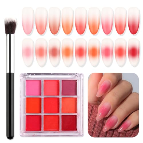 9 Colors Solid Neon Phosphor Ombre Nail Powder Set (2.32 Ounce)