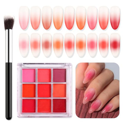 9 Colors Solid Neon Phosphor Ombre Nail Powder Set (2.32 Ounce)