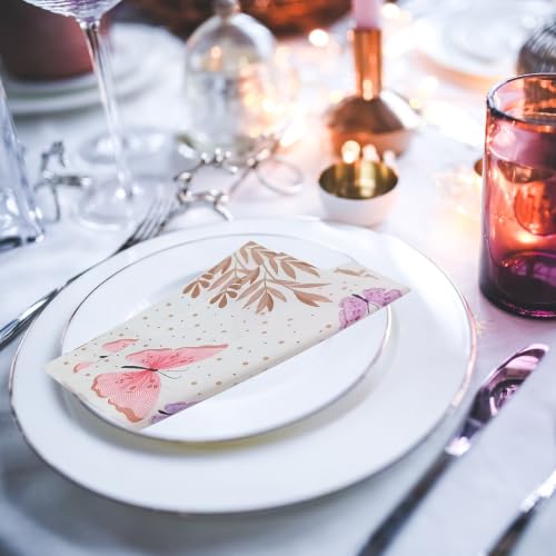 80PCS Paper Napkins Butterfly Print Guest Napkins for Garden Party Wedding (80 Count)