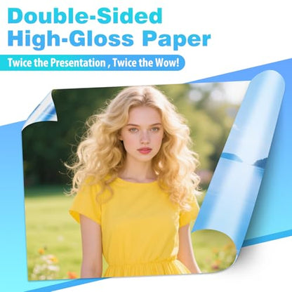Photo Paper Glossy Double Sided 8.5x11 Inkjet 37lb 140gsm Dye ink Thin Photo Picture Flyer Calendar Magazine CD Cover letter