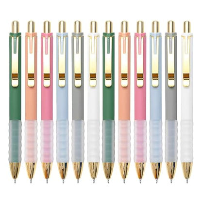Ballpoint Pens Black Medium Point 1mm with Super Soft Grip Ball Point Pen for Men Women Retractable (12 Count)