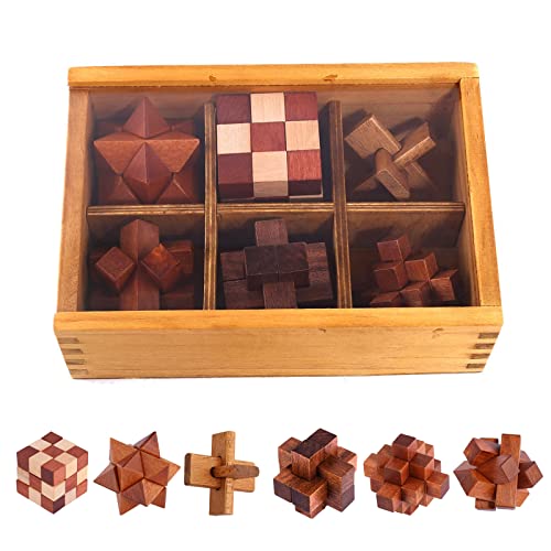 6pcs Wooden Brain Teaser Puzzles (6 Count)