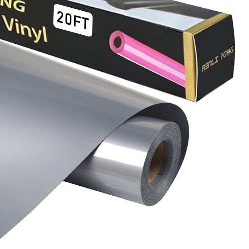 RENLITONG Silver Iron on Vinyl 12Inch by 20ft Roll Heat Transfer Vinyl for T