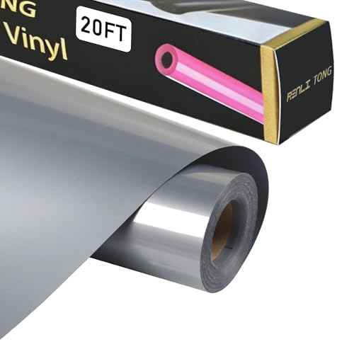 RENLITONG Silver Iron on Vinyl 12Inch by 20ft Roll Heat Transfer Vinyl for T