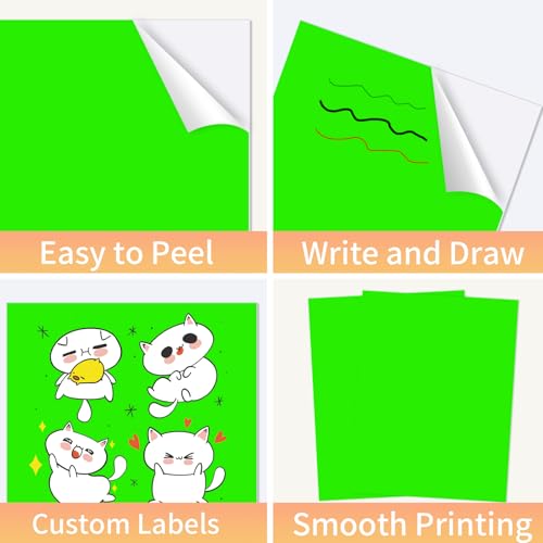 Neon Green Sticker Paper Labels for Laser & Inkjet Printer