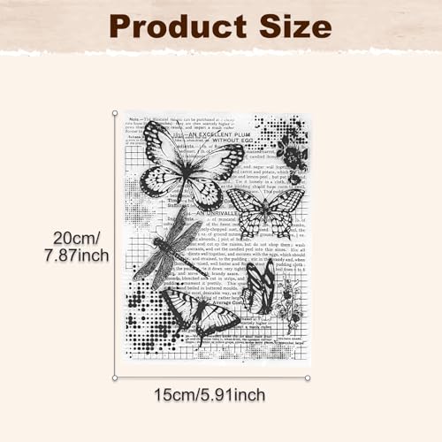 Retro Butterfly Vintage Stamps Clear Stamps for Card Making 1 Sheet