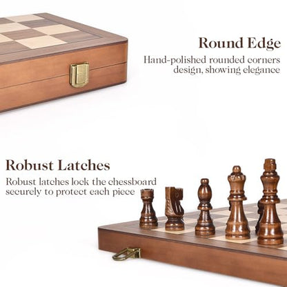 15" Wooden Chess Set with Magnetic Pieces