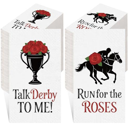 100 Pcs Derby Day Party Napkins Vintage Horse Racing Paper Guest Towels 2 Ply Horsing Decoupage Cocktail Napkins Disposable Run for the Roses Horse Hand Towels for Bathroom Home (100 Count)