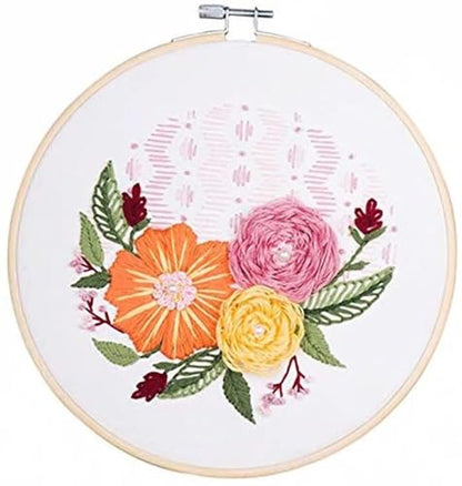 Embroidery Kits for Adults Full Range of Starter Including Instructions Stamped Cloth with Pattern Hoop Color Threads and Tools Punch Needle Kit