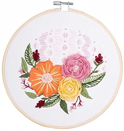 Embroidery Starter Kit Full Range of Starter Including Instructions Stamped Cloth with Pattern Hoop Color Threads and Tools Crafts for Adults