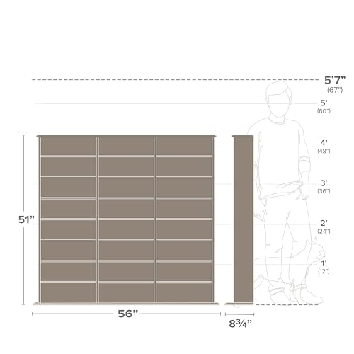 3 Column 51" Tall White Display Multimedia Cabinet