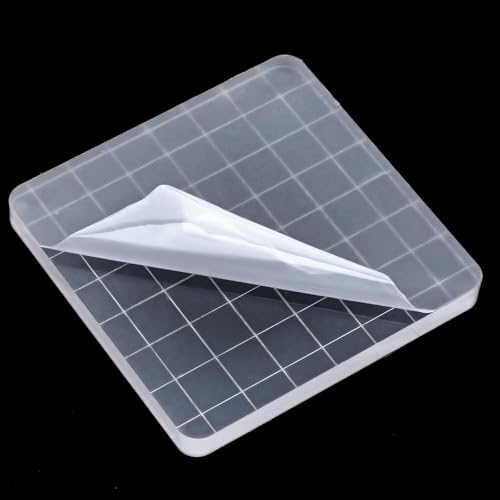 12Pcs Acrylic Stamp Block Clear Stamping Blocks Tools Set Assorted Sizes Stamp Blocks with Grid Lines for Scrapbooking Crafts Card Making (12 Count)