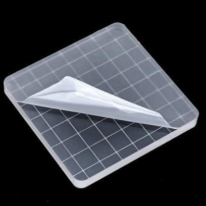 12Pcs Acrylic Stamp Block Clear Stamping Blocks Tools Set Assorted Sizes Stamp Blocks with Grid Lines for Scrapbooking Crafts Card Making (12 Count)