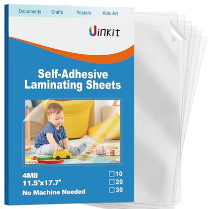 4Mil Self Adhesive Laminating Sheets 11.5x17.5 Inches (10 Count)