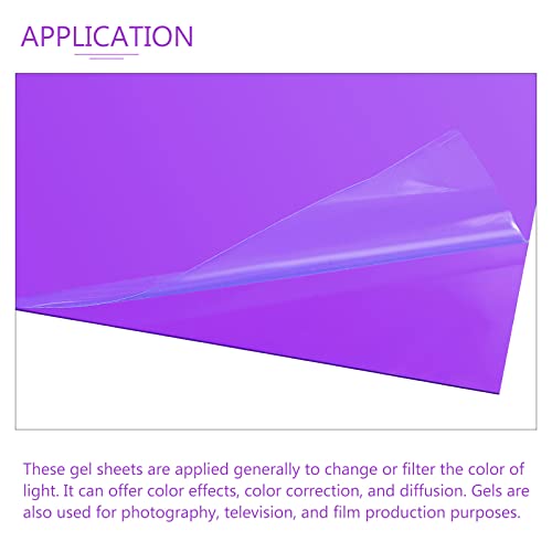 10Pcs Correction Gel Light Filter Overlay Transparent Plastic PVC Sheets Purple for Photo