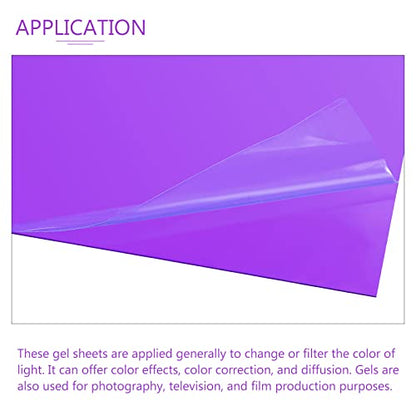 10Pcs Correction Gel Light Filter Overlay Transparent Plastic PVC Sheets Purple for Photo