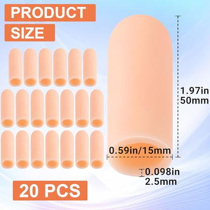 20 Pcs Gel Finger Support Protector Caps Gloves (20 Count)