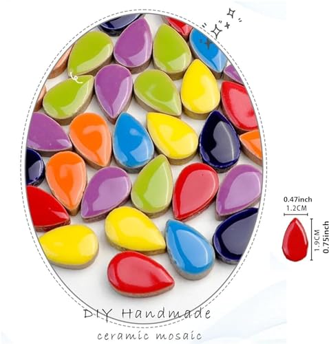 1.1lb Raindrops Ceramics Mosaic Tiles for DIY Crafts Home Decoration (150 Count)