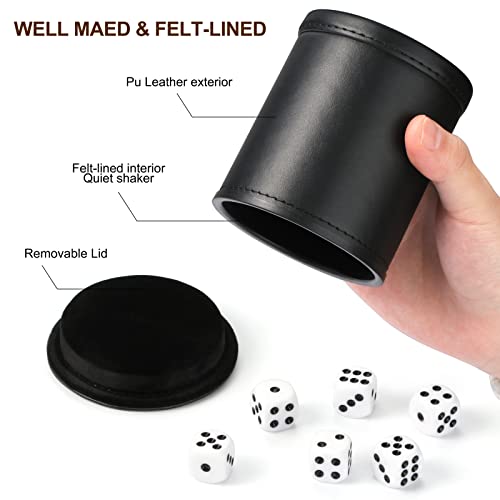 Felt Lined Dice Cup PU Leather Set