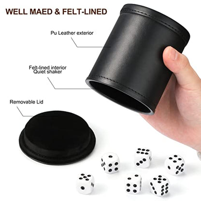 Felt Lined Dice Cup PU Leather Set